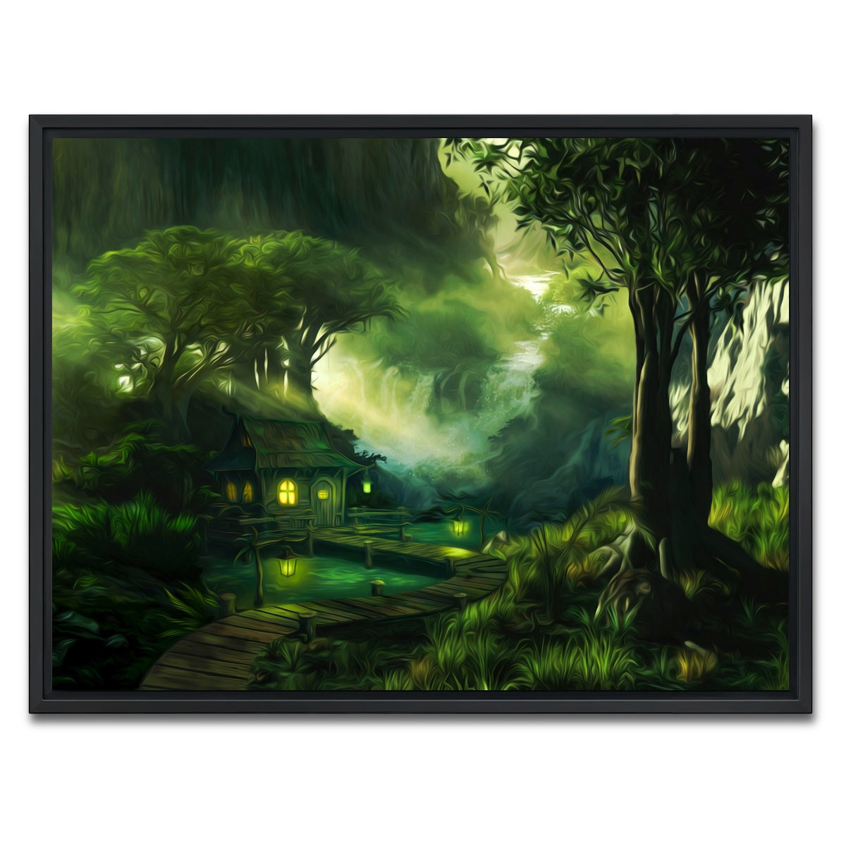 AUTO-MOCKUP WHITE | Woodland Cottage | 1 Piece | Black Framed Canvas | group=4x3