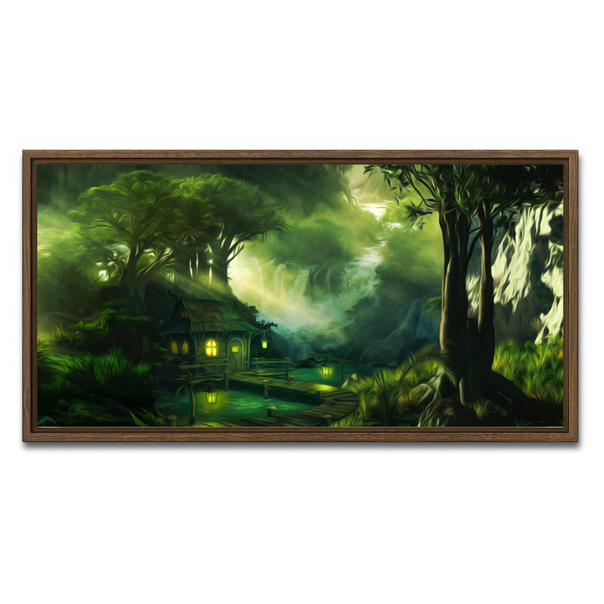 AUTO-MOCKUP WHITE | Woodland Cottage | 1 Piece | Walnut Framed Canvas | group=2x1