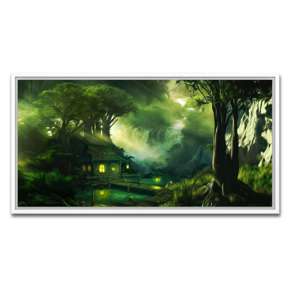 AUTO-MOCKUP WHITE | Woodland Cottage | 1 Piece | White Framed Canvas | group=2x1