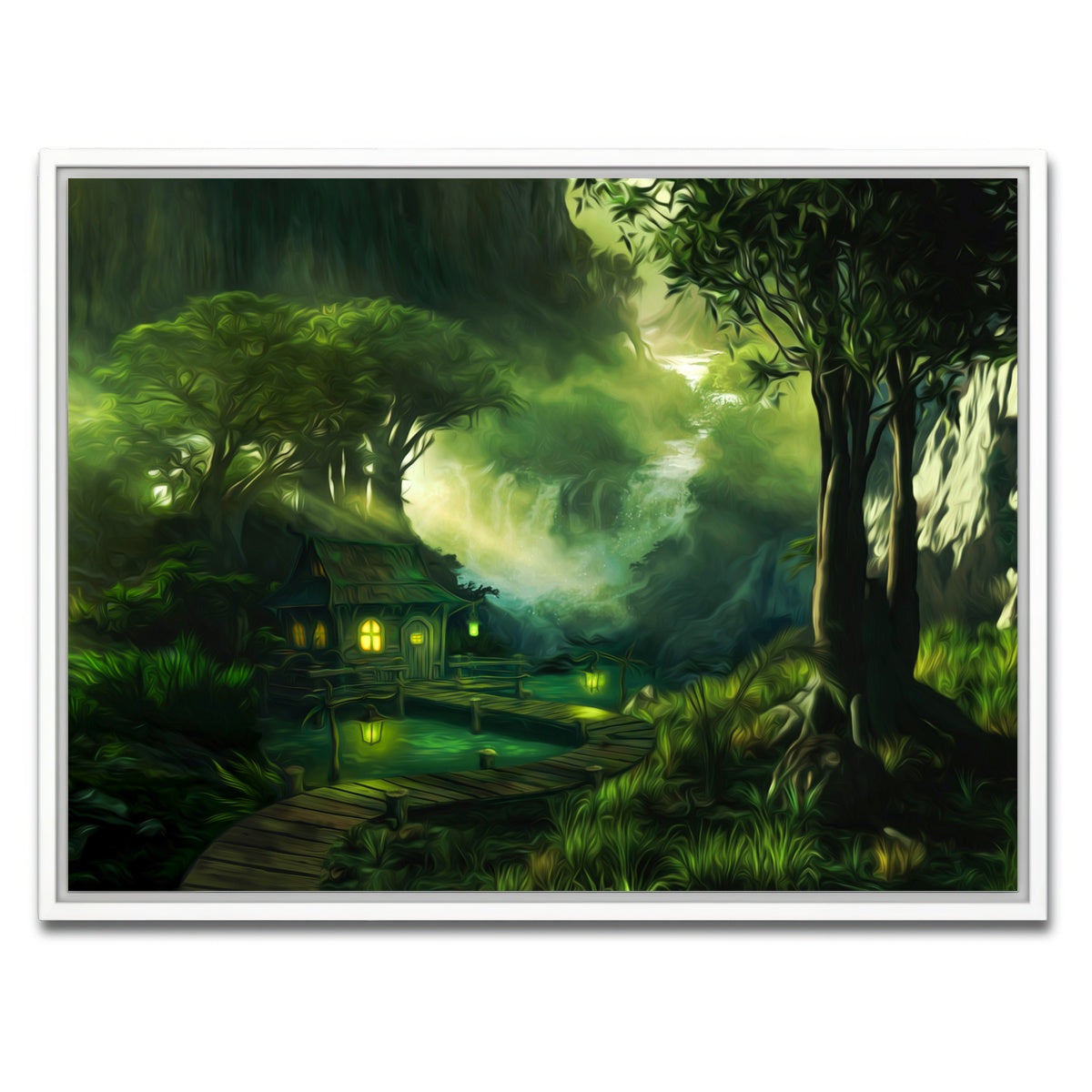 AUTO-MOCKUP WHITE | Woodland Cottage | 1 Piece | White Framed Canvas | group=4x3