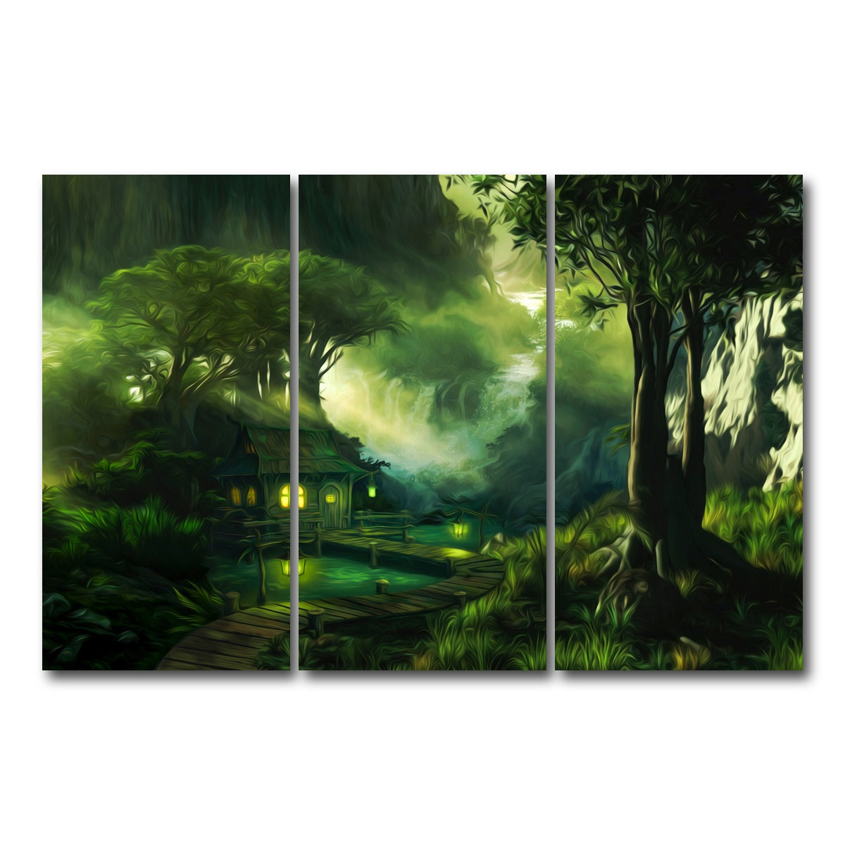 AUTO-MOCKUP WHITE | Woodland Cottage | 3 Piece | Gallery Wrap Canvas | group=12x24