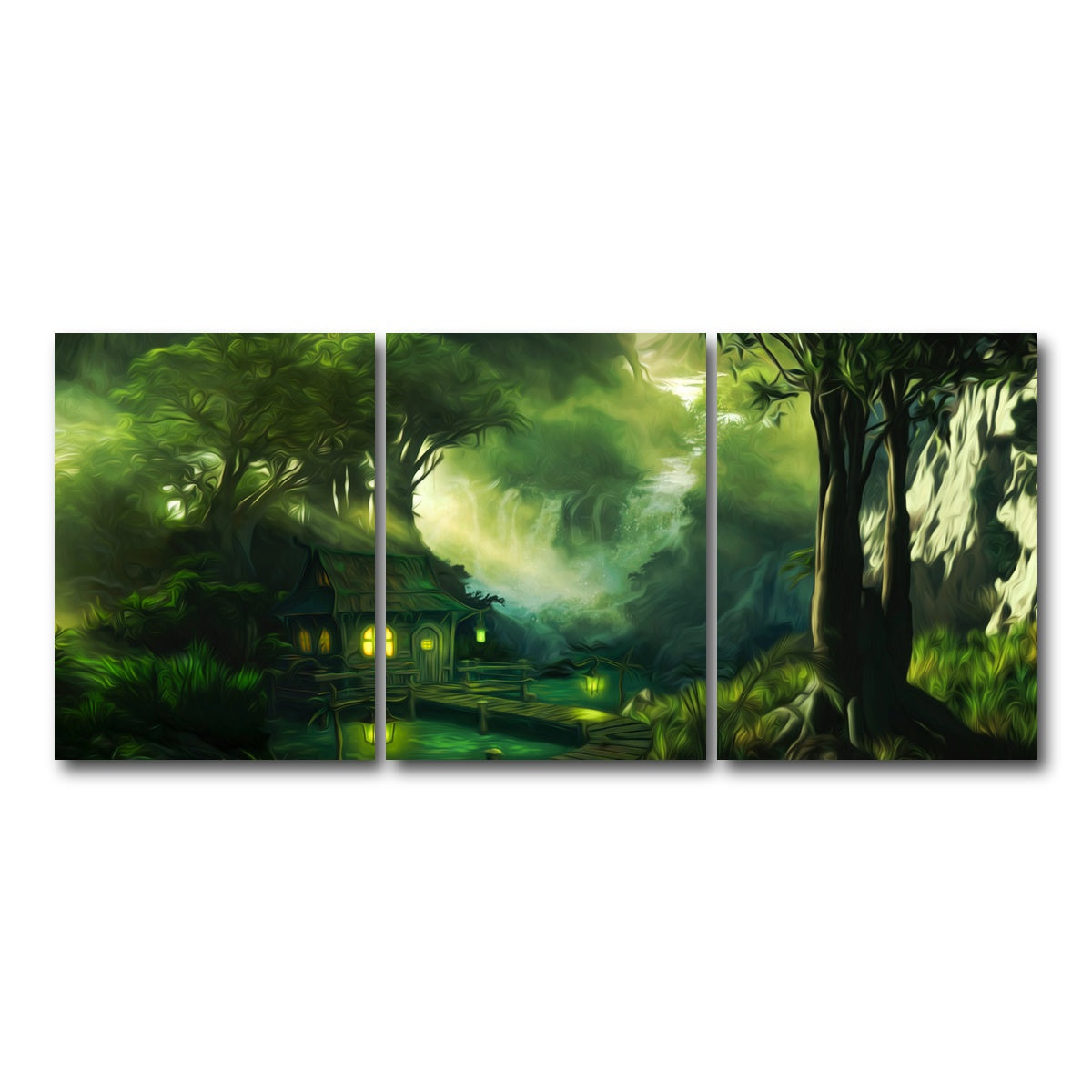 AUTO-MOCKUP WHITE | Woodland Cottage | 3 Piece | Gallery Wrap Canvas | group=18x24