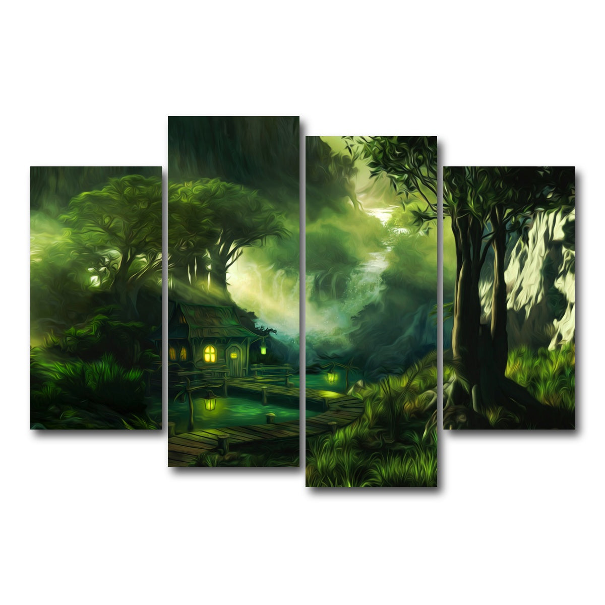 AUTO-MOCKUP WHITE | Woodland Cottage | 4 Piece | Gallery Wrap Canvas | group=4_short
