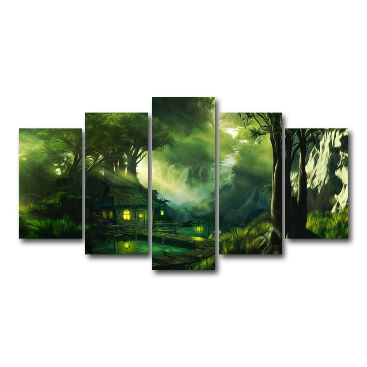 AUTO-MOCKUP WHITE | Woodland Cottage | 5 Piece | Gallery Wrap Canvas | group=5_normal