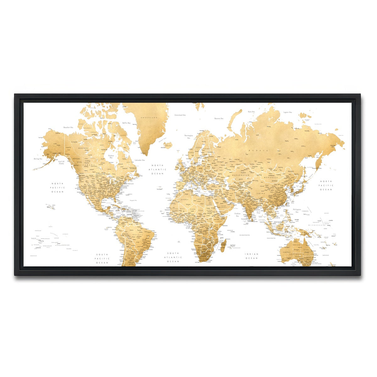AUTO-MOCKUP WHITE | World Map 10 | 1 Piece | Black Framed Canvas | group=2x1