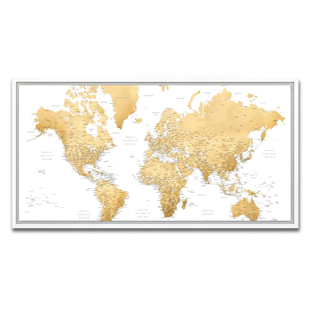 AUTO-MOCKUP WHITE | World Map 10 | 1 Piece | White Framed Canvas | group=2x1
