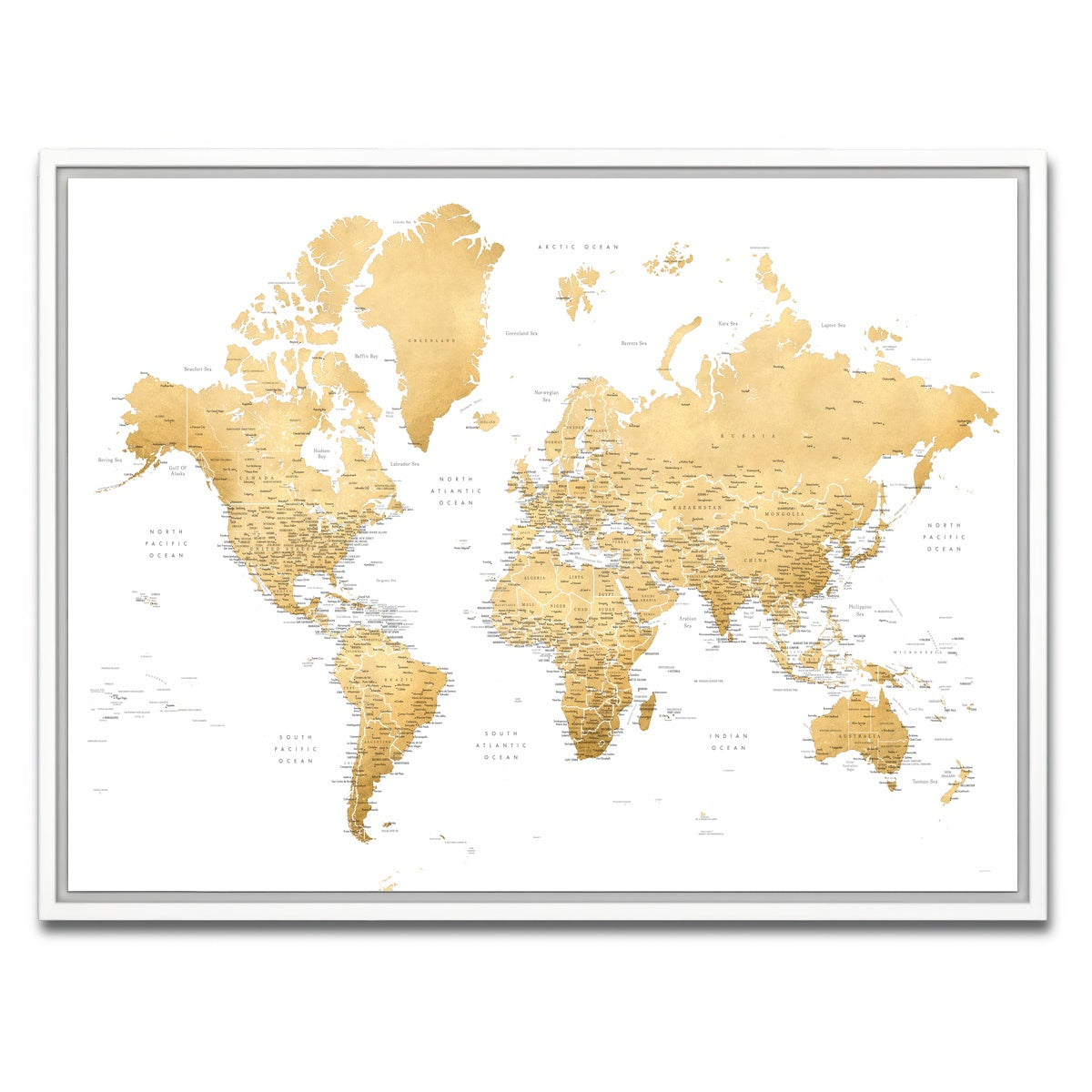AUTO-MOCKUP WHITE | World Map 10 | 1 Piece | White Framed Canvas | group=4x3