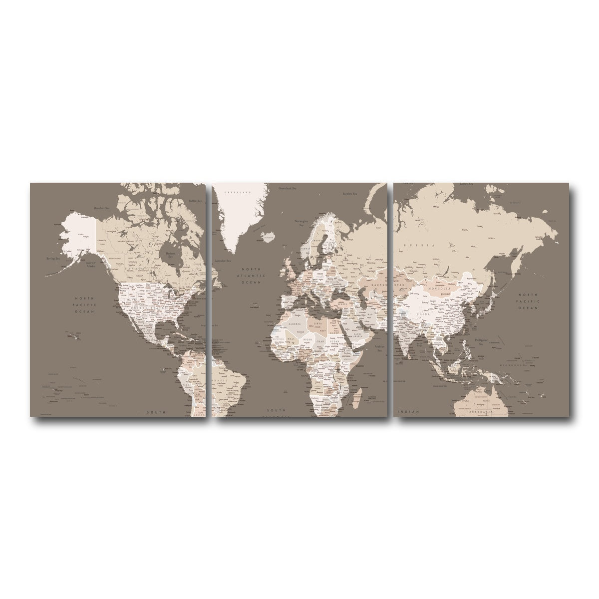 AUTO-MOCKUP WHITE | World Map 11 | 3 Piece | Gallery Wrap Canvas | group=18x24