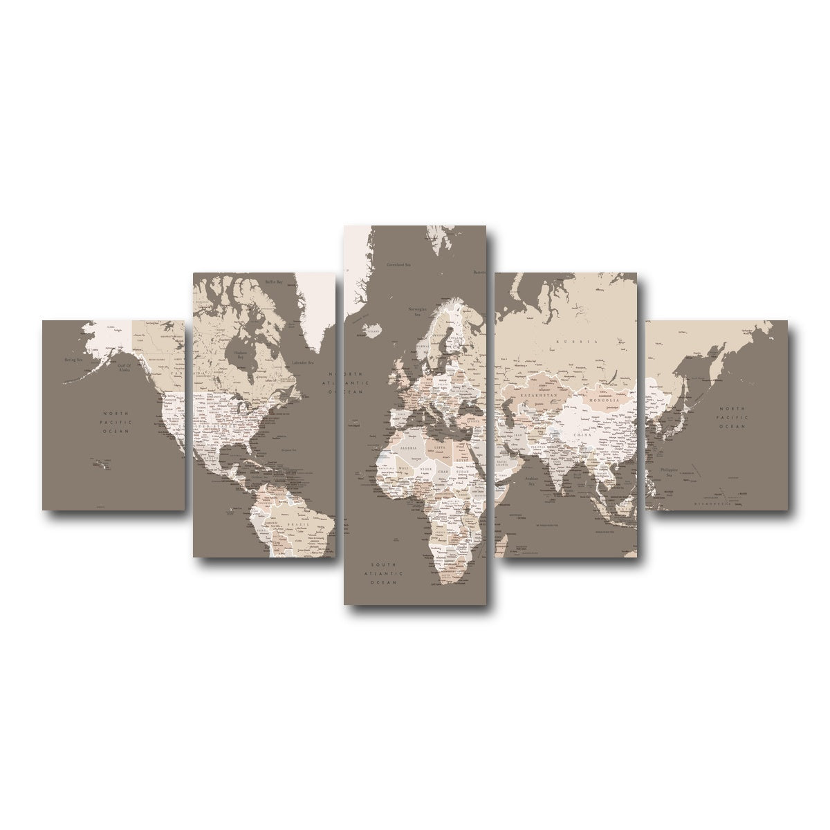 AUTO-MOCKUP WHITE | World Map 11 | 5 Piece | Gallery Wrap Canvas | group=5_short
