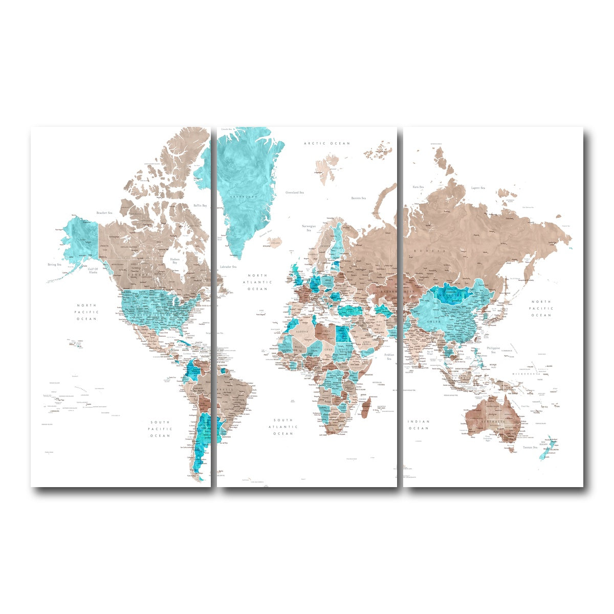 AUTO-MOCKUP WHITE | World Map 12 | 3 Piece | Gallery Wrap Canvas | group=12x24