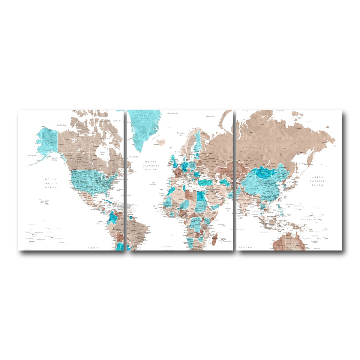 AUTO-MOCKUP WHITE | World Map 12 | 3 Piece | Gallery Wrap Canvas | group=18x24