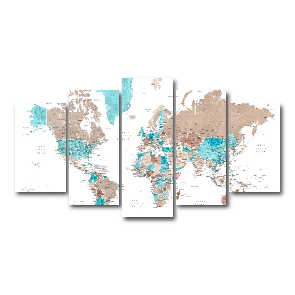 AUTO-MOCKUP WHITE | World Map 12 | 5 Piece | Gallery Wrap Canvas | group=5_normal