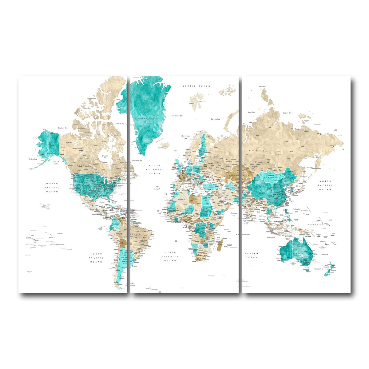 AUTO-MOCKUP WHITE | World Map 13 | 3 Piece | Gallery Wrap Canvas | group=12x24