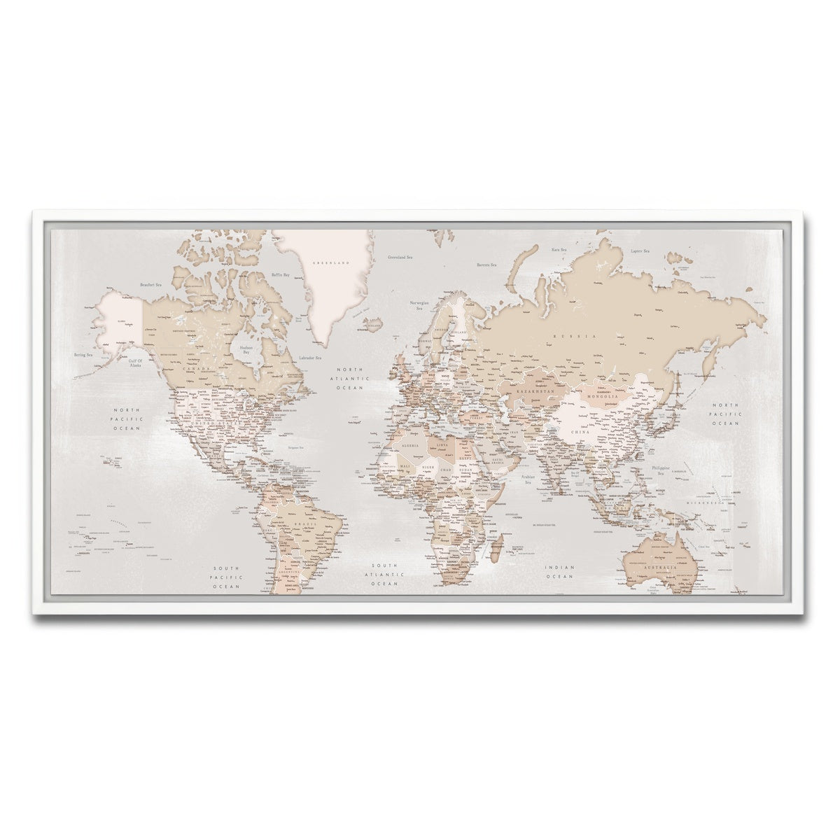 AUTO-MOCKUP WHITE | World Map 14 | 1 Piece | White Framed Canvas | group=2x1