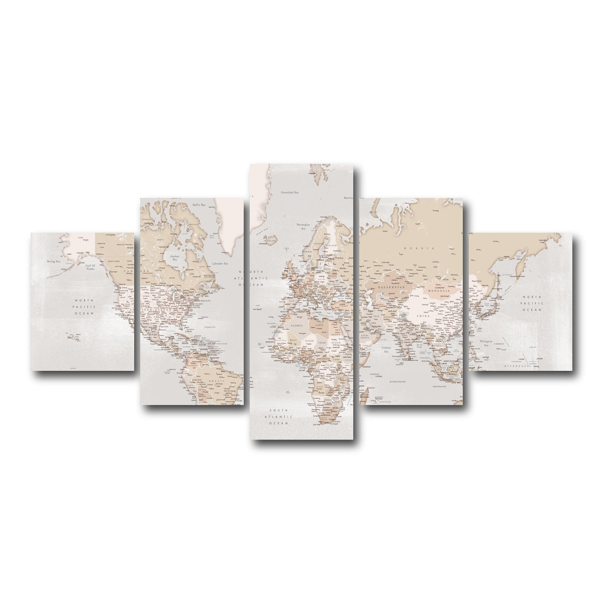 AUTO-MOCKUP WHITE | World Map 14 | 5 Piece | Gallery Wrap Canvas | group=5_short