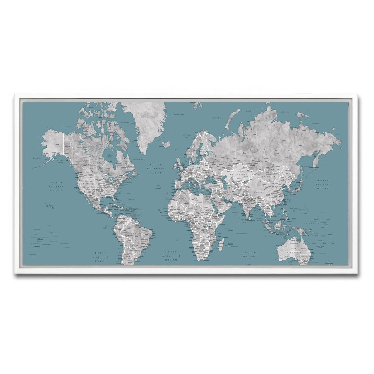 AUTO-MOCKUP WHITE | World Map 15 | 1 Piece | White Framed Canvas | group=2x1