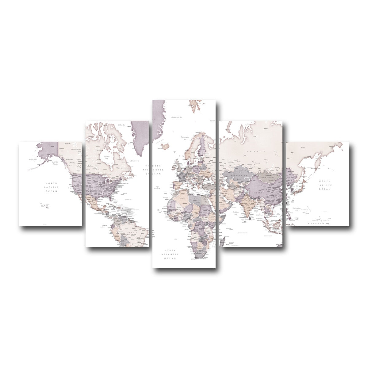 AUTO-MOCKUP WHITE | World Map 16 | 5 Piece | Gallery Wrap Canvas | group=5_short