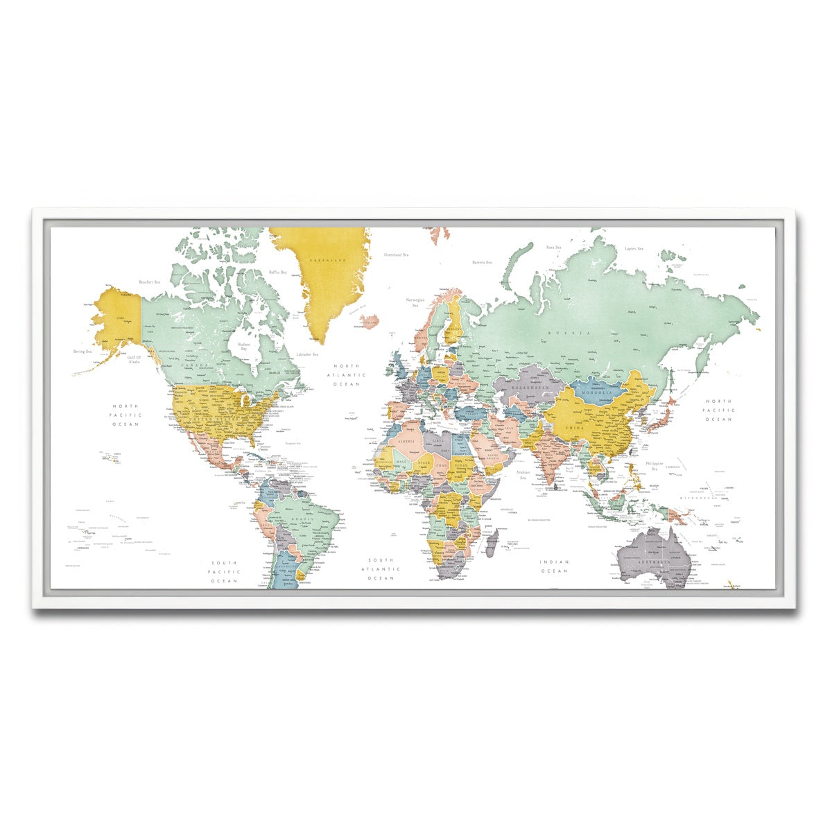 AUTO-MOCKUP WHITE | World Map 18 | 1 Piece | White Framed Canvas | group=2x1