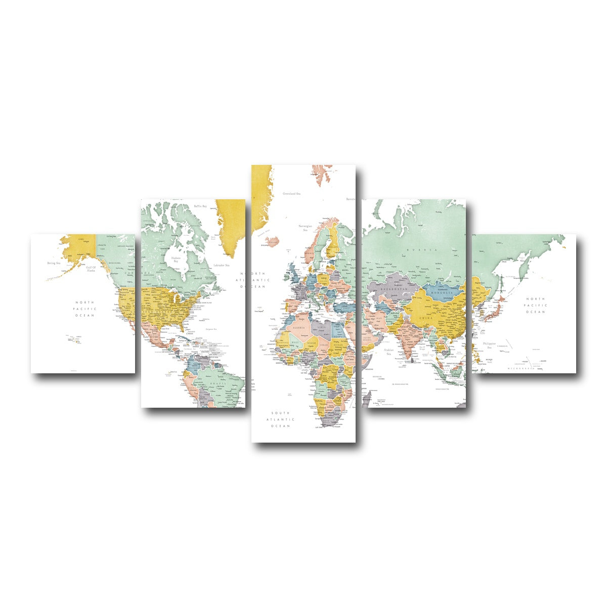 AUTO-MOCKUP WHITE | World Map 18 | 5 Piece | Gallery Wrap Canvas | group=5_short