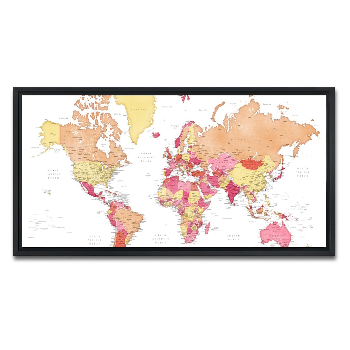 AUTO-MOCKUP WHITE | World Map 19 | 1 Piece | Black Framed Canvas | group=2x1