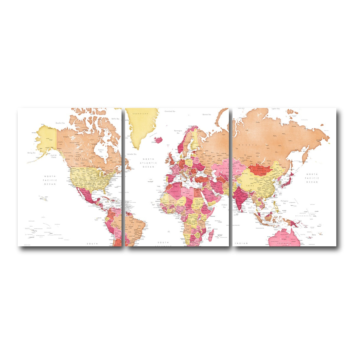 AUTO-MOCKUP WHITE | World Map 19 | 3 Piece | Gallery Wrap Canvas | group=18x24