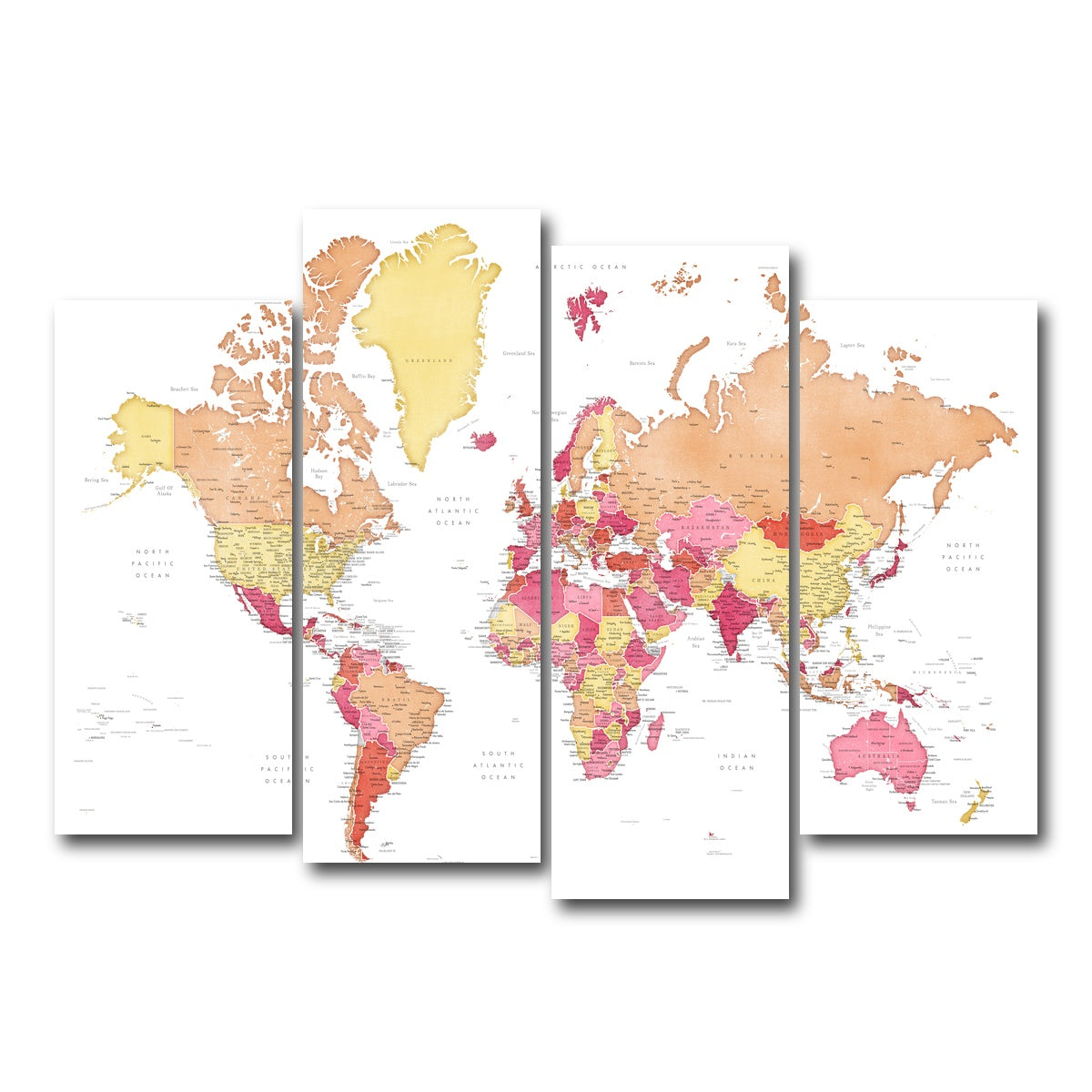 AUTO-MOCKUP WHITE | World Map 19 | 4 Piece | Gallery Wrap Canvas | group=4_normal