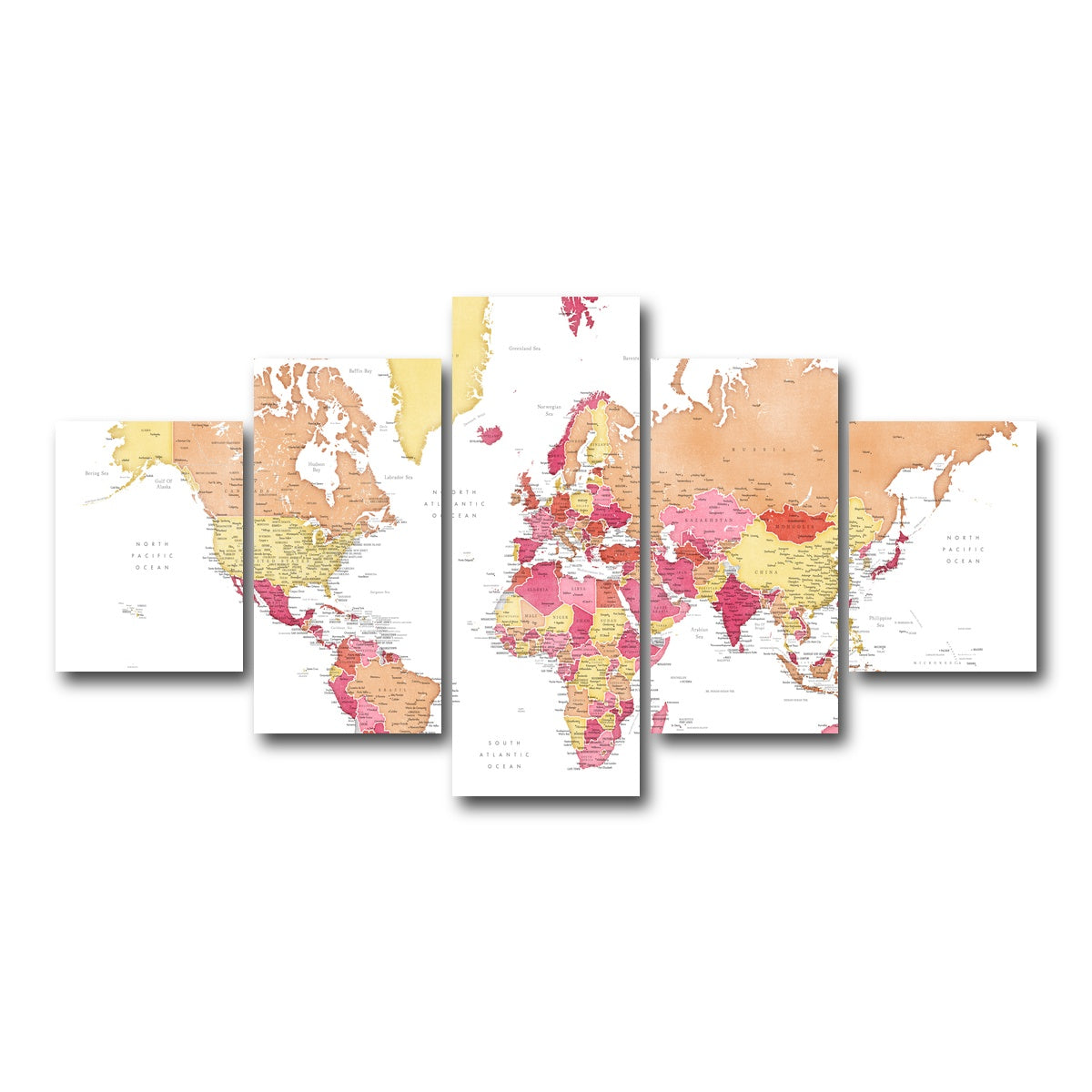 AUTO-MOCKUP WHITE | World Map 19 | 5 Piece | Gallery Wrap Canvas | group=5_short