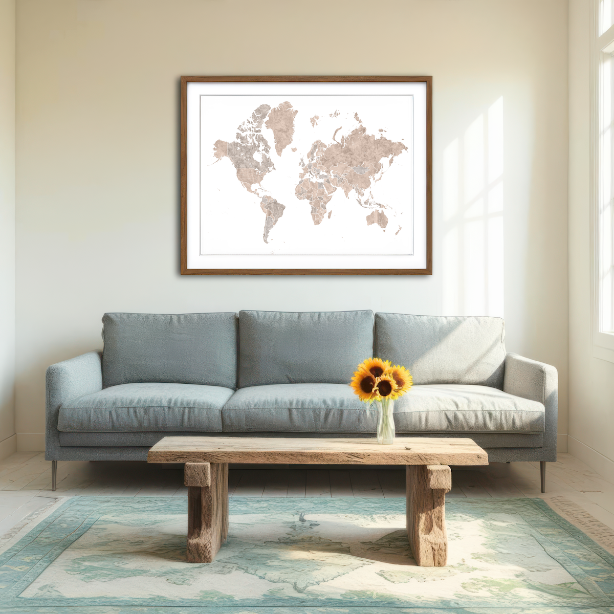 AUTO-MOCKUP ROOM | World Map 1 Wall Art