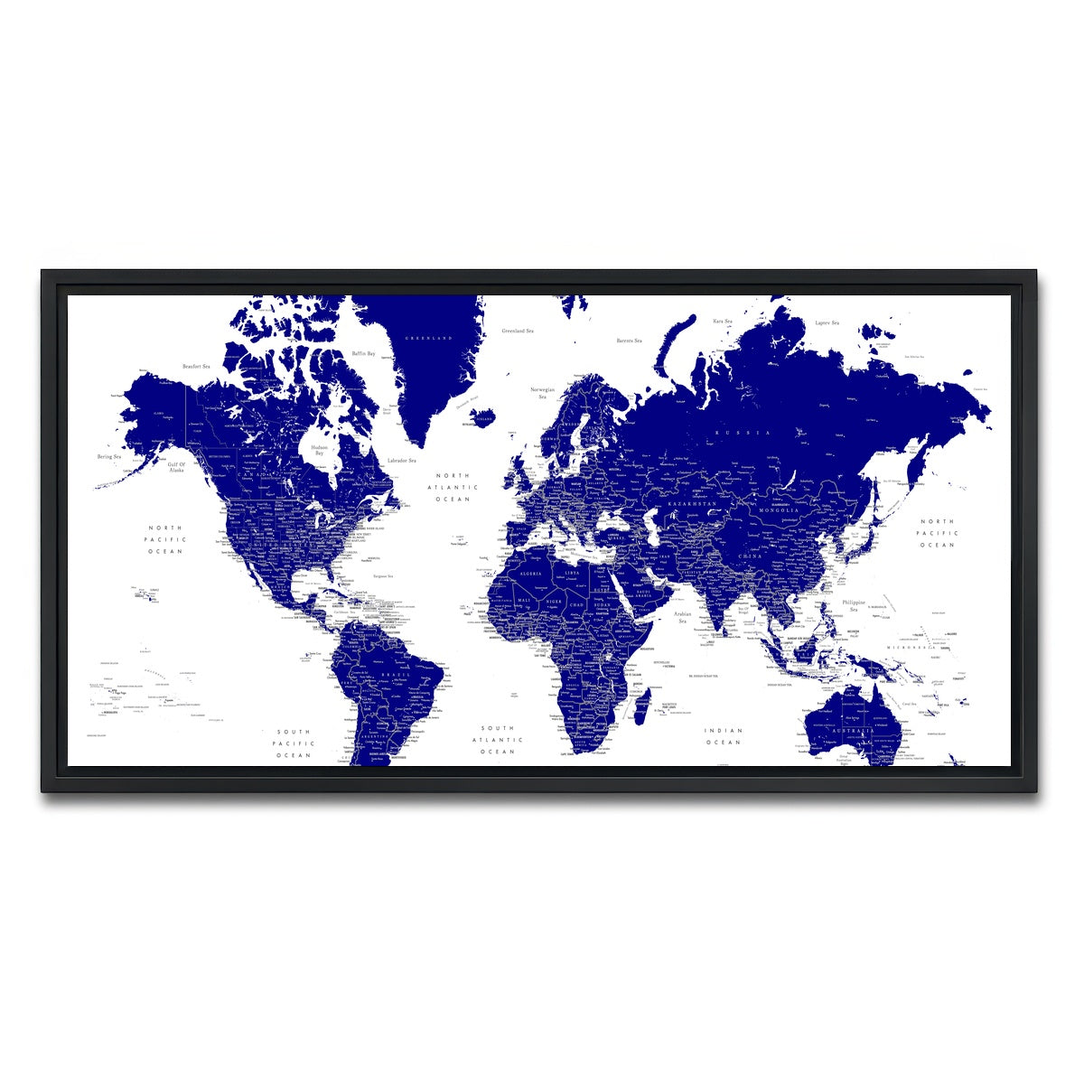 AUTO-MOCKUP WHITE | World Map 21 | 1 Piece | Black Framed Canvas | group=2x1