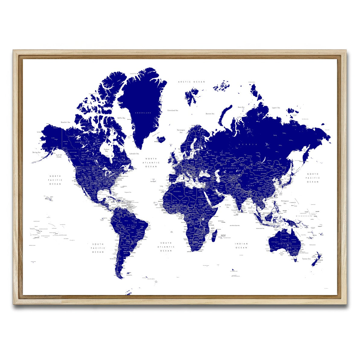 AUTO-MOCKUP WHITE | World Map 21 | 1 Piece | Natural Framed Canvas | group=4x3