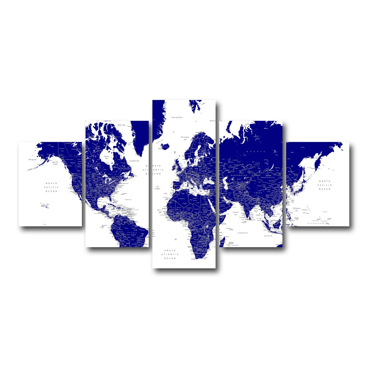 AUTO-MOCKUP WHITE | World Map 21 | 5 Piece | Gallery Wrap Canvas | group=5_short