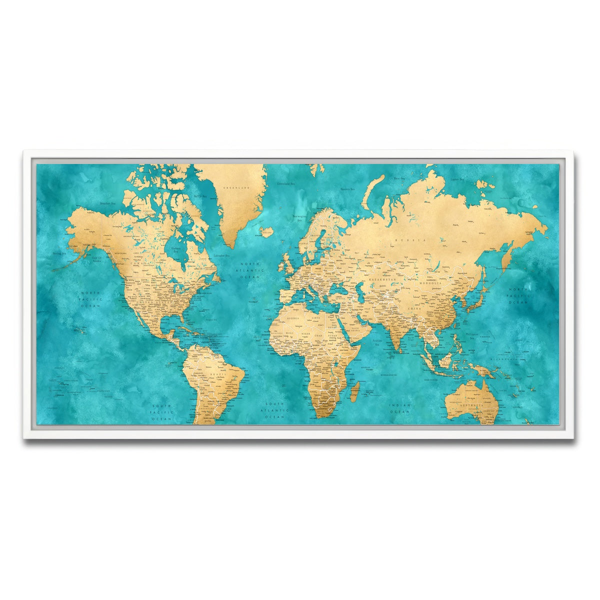 AUTO-MOCKUP WHITE | World Map 22 | 1 Piece | White Framed Canvas | group=2x1