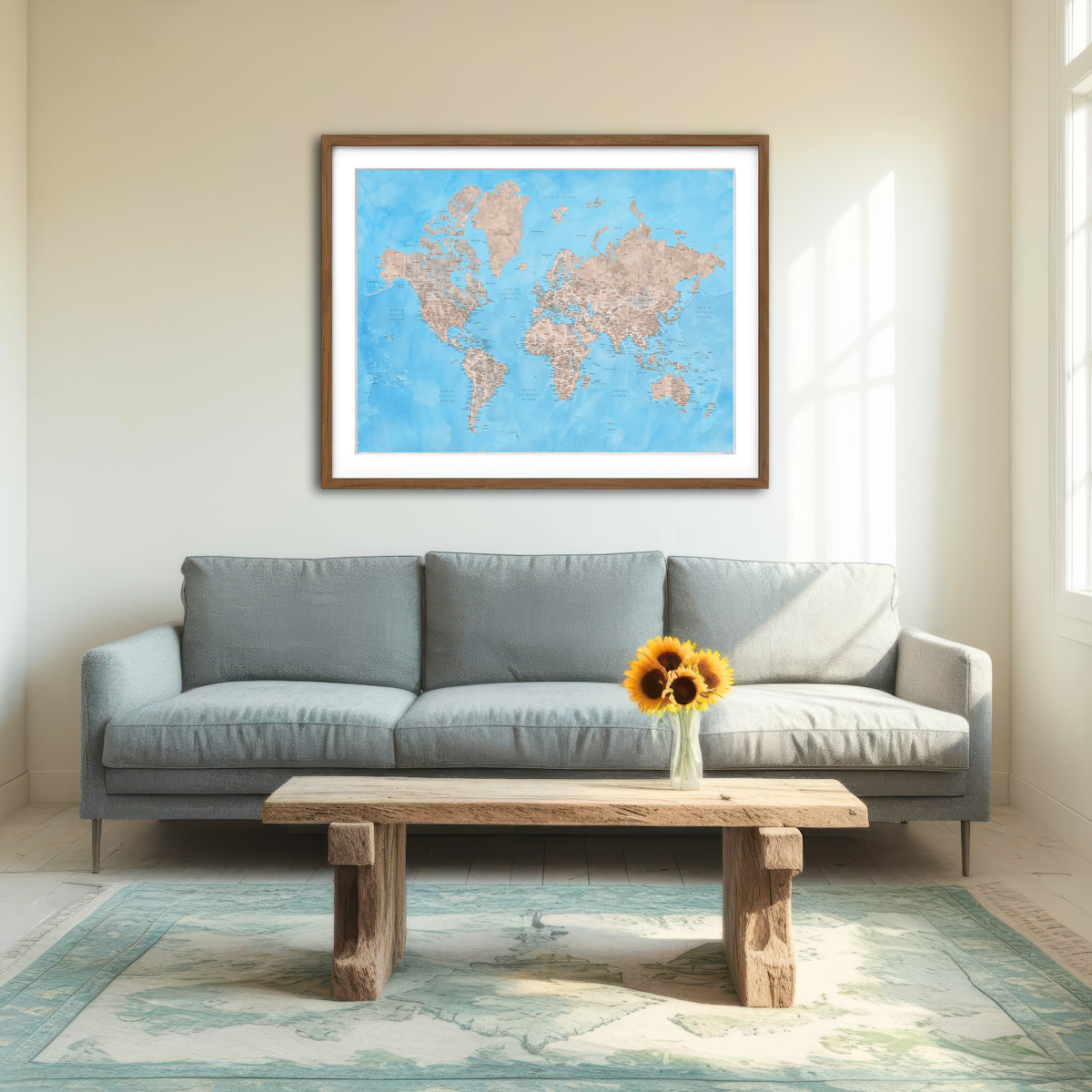 AUTO-MOCKUP ROOM | World Map 24 Wall Art