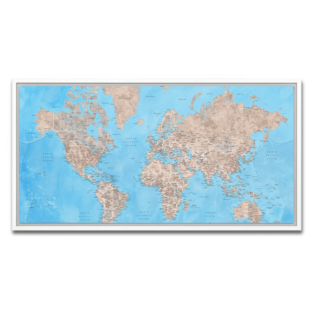 AUTO-MOCKUP WHITE | World Map 24 | 1 Piece | White Framed Canvas | group=2x1