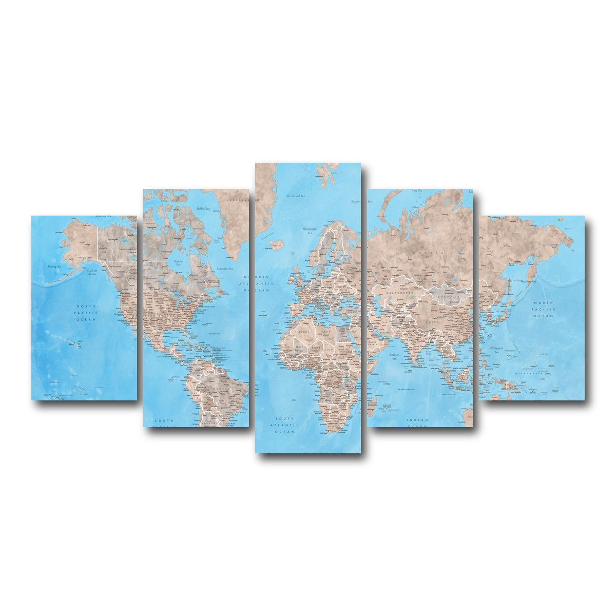 AUTO-MOCKUP WHITE | World Map 24 | 5 Piece | Gallery Wrap Canvas | group=5_normal