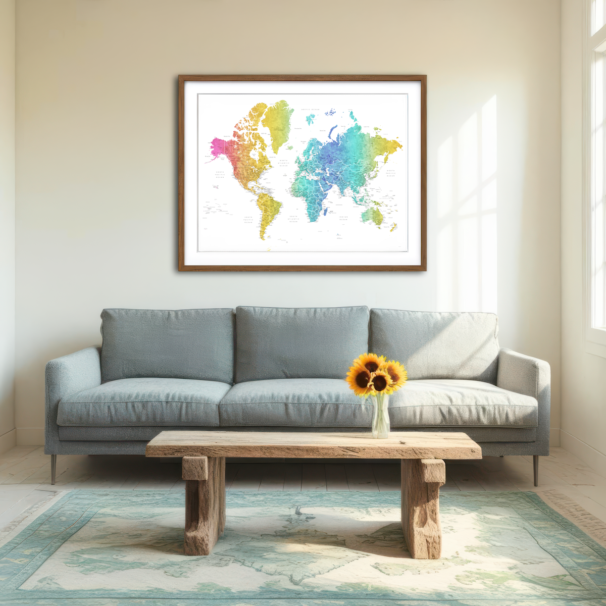 AUTO-MOCKUP ROOM | World Map 25 Wall Art