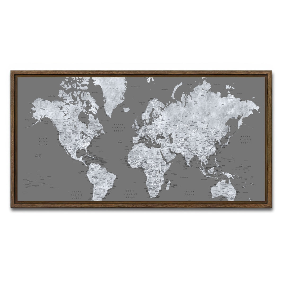 AUTO-MOCKUP WHITE | World Map 26 | 1 Piece | Walnut Framed Canvas | group=2x1