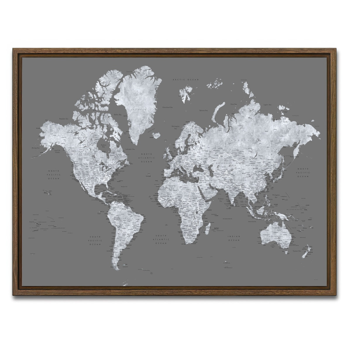AUTO-MOCKUP WHITE | World Map 26 | 1 Piece | Walnut Framed Canvas | group=4x3