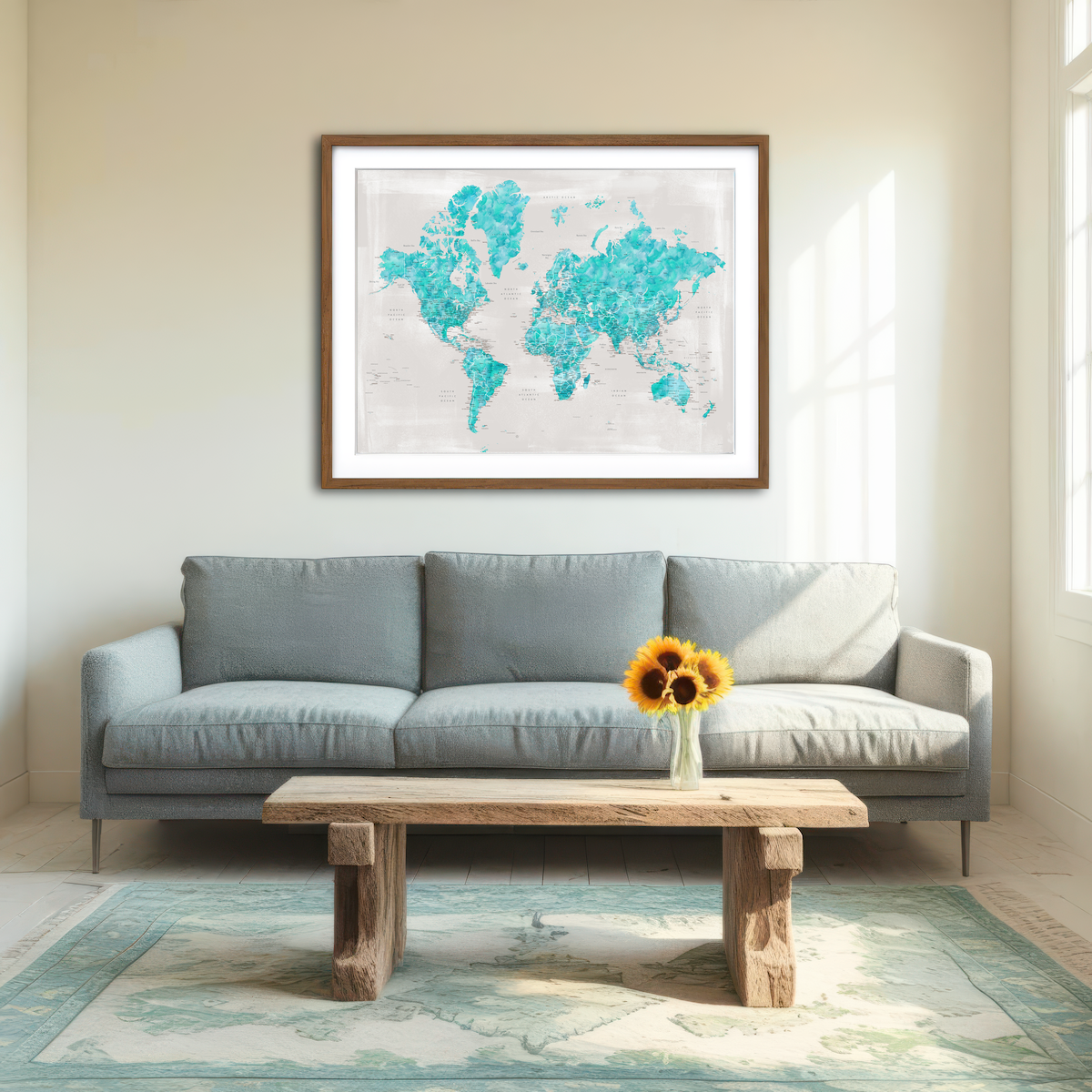 AUTO-MOCKUP ROOM | World Map 27 Wall Art