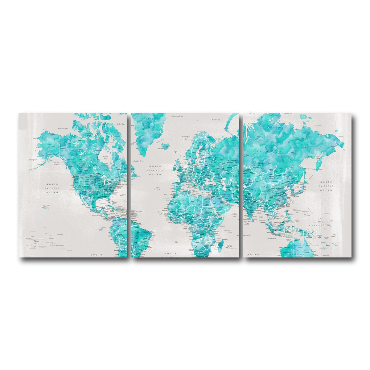 AUTO-MOCKUP WHITE | World Map 27 | 3 Piece | Gallery Wrap Canvas | group=18x24