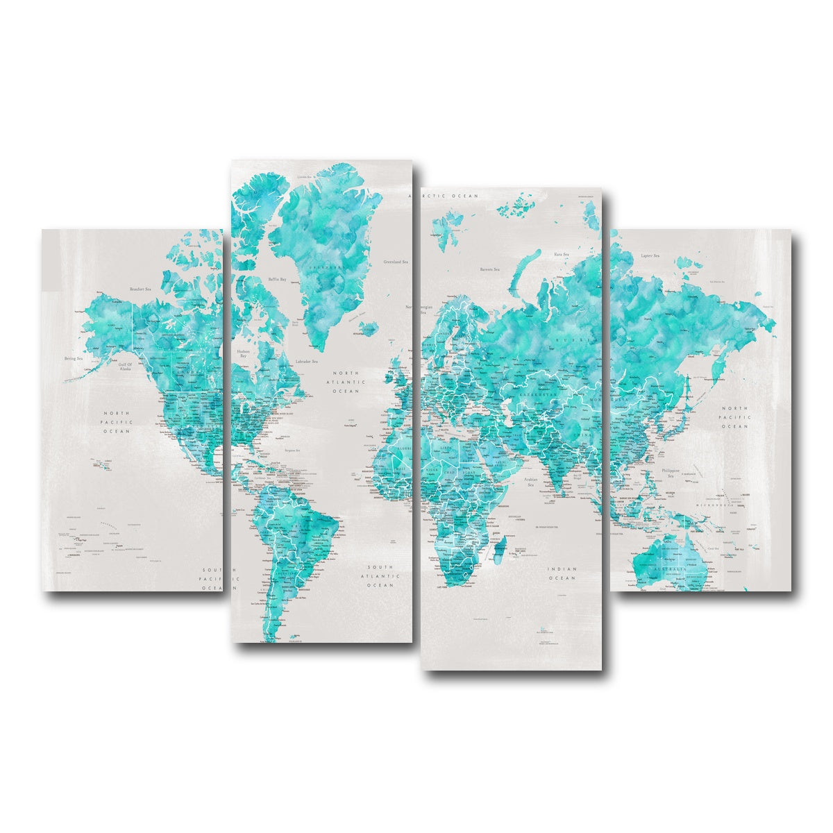 AUTO-MOCKUP WHITE | World Map 27 | 4 Piece | Gallery Wrap Canvas | group=4_short