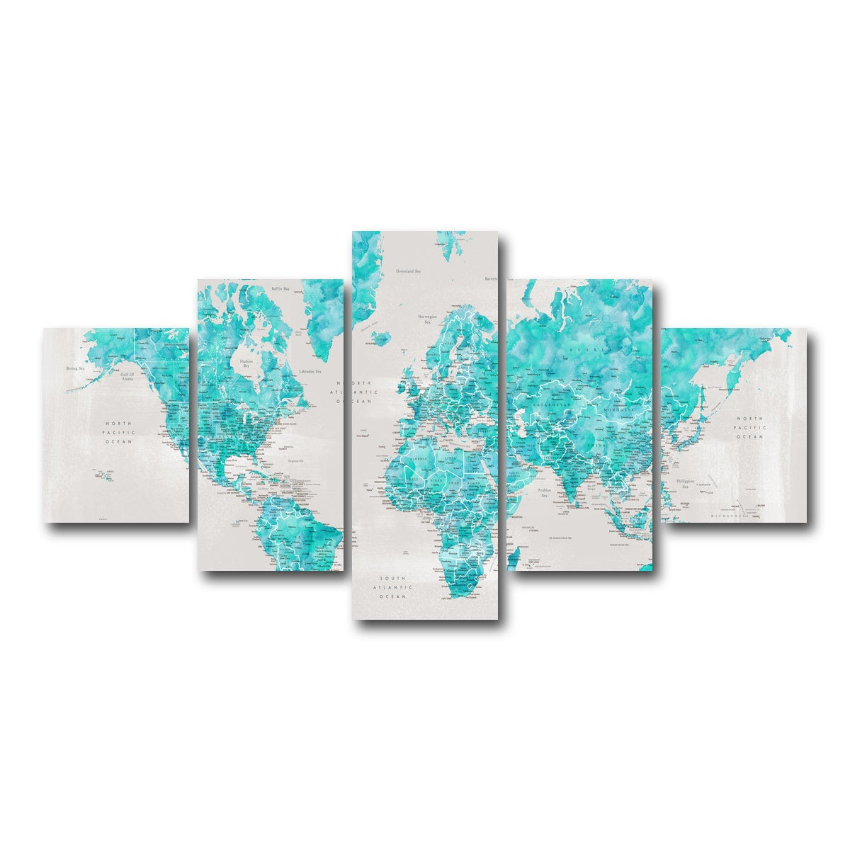 AUTO-MOCKUP WHITE | World Map 27 | 5 Piece | Gallery Wrap Canvas | group=5_short