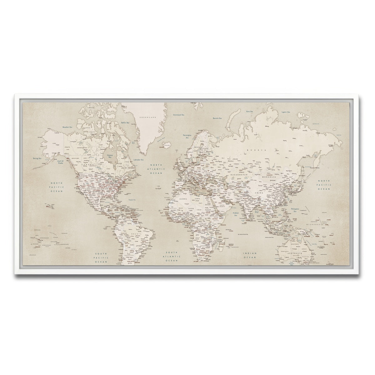 AUTO-MOCKUP WHITE | World Map 29 | 1 Piece | White Framed Canvas | group=2x1