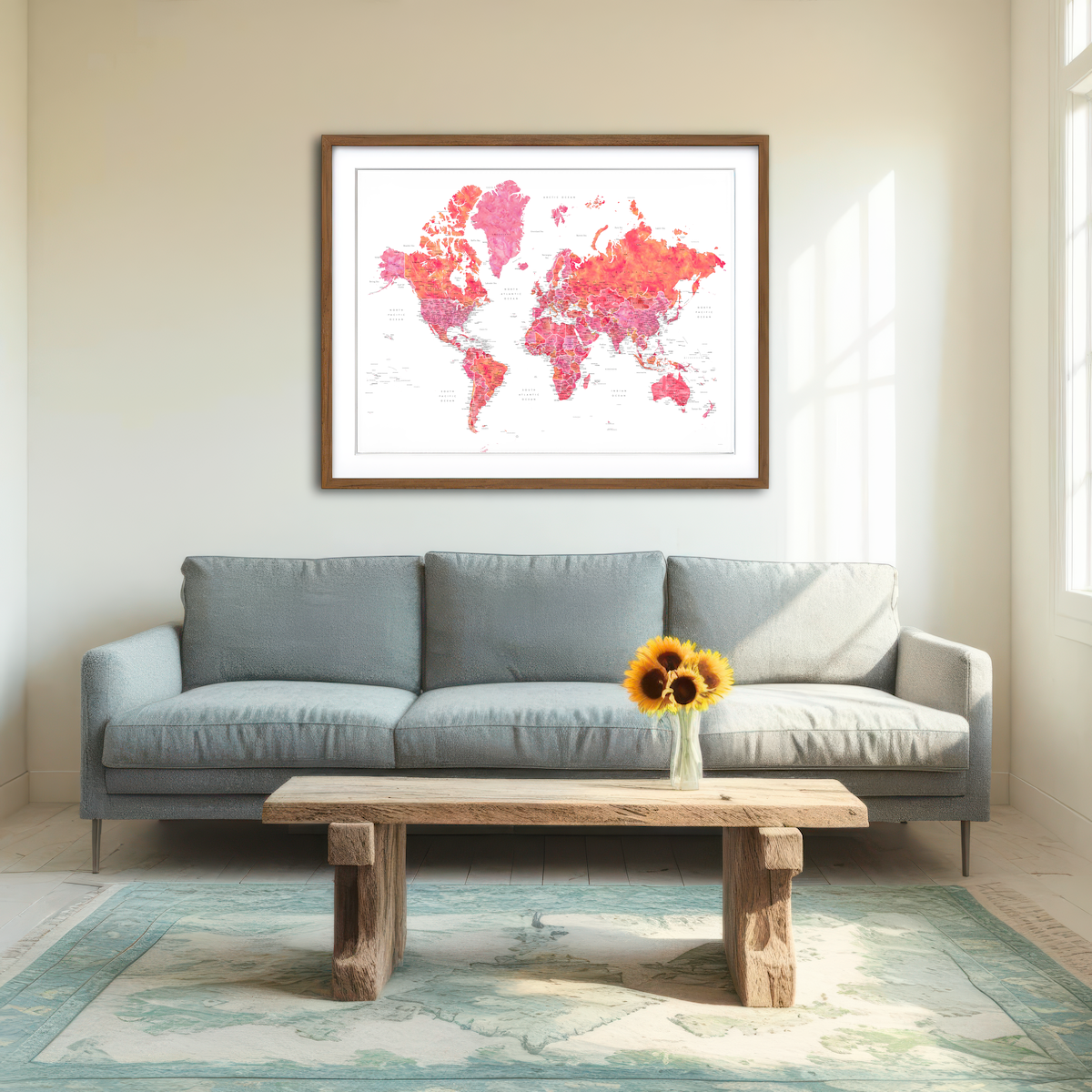 AUTO-MOCKUP ROOM | World Map 30 Wall Art