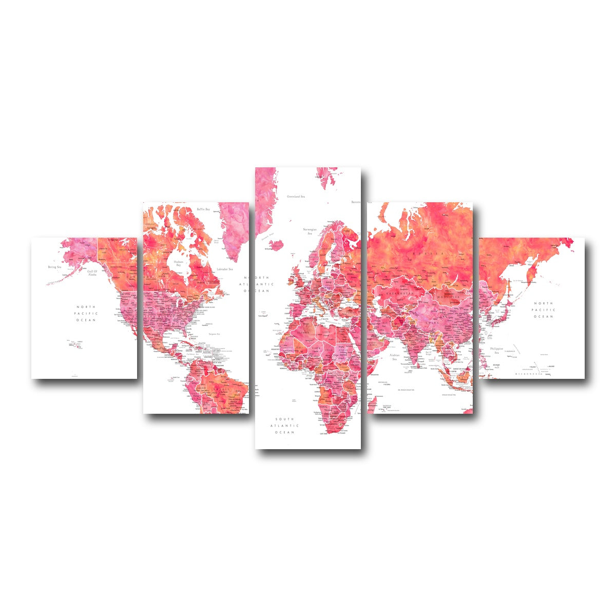 AUTO-MOCKUP WHITE | World Map 30 | 5 Piece | Gallery Wrap Canvas | group=5_short
