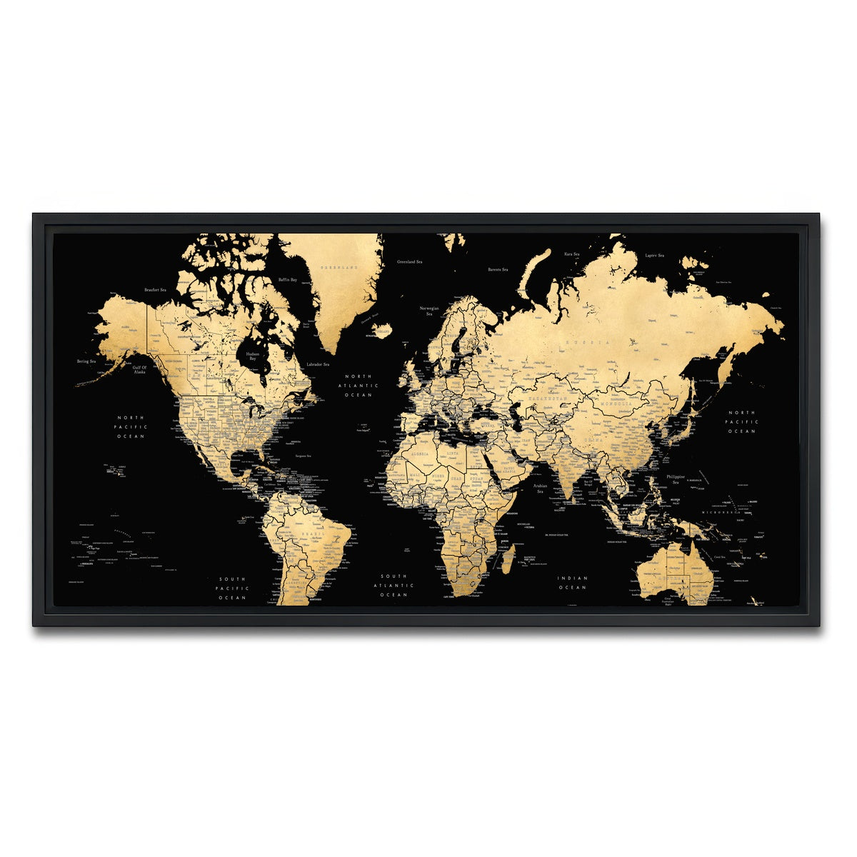 AUTO-MOCKUP WHITE | World Map 34 | 1 Piece | Black Framed Canvas | group=2x1