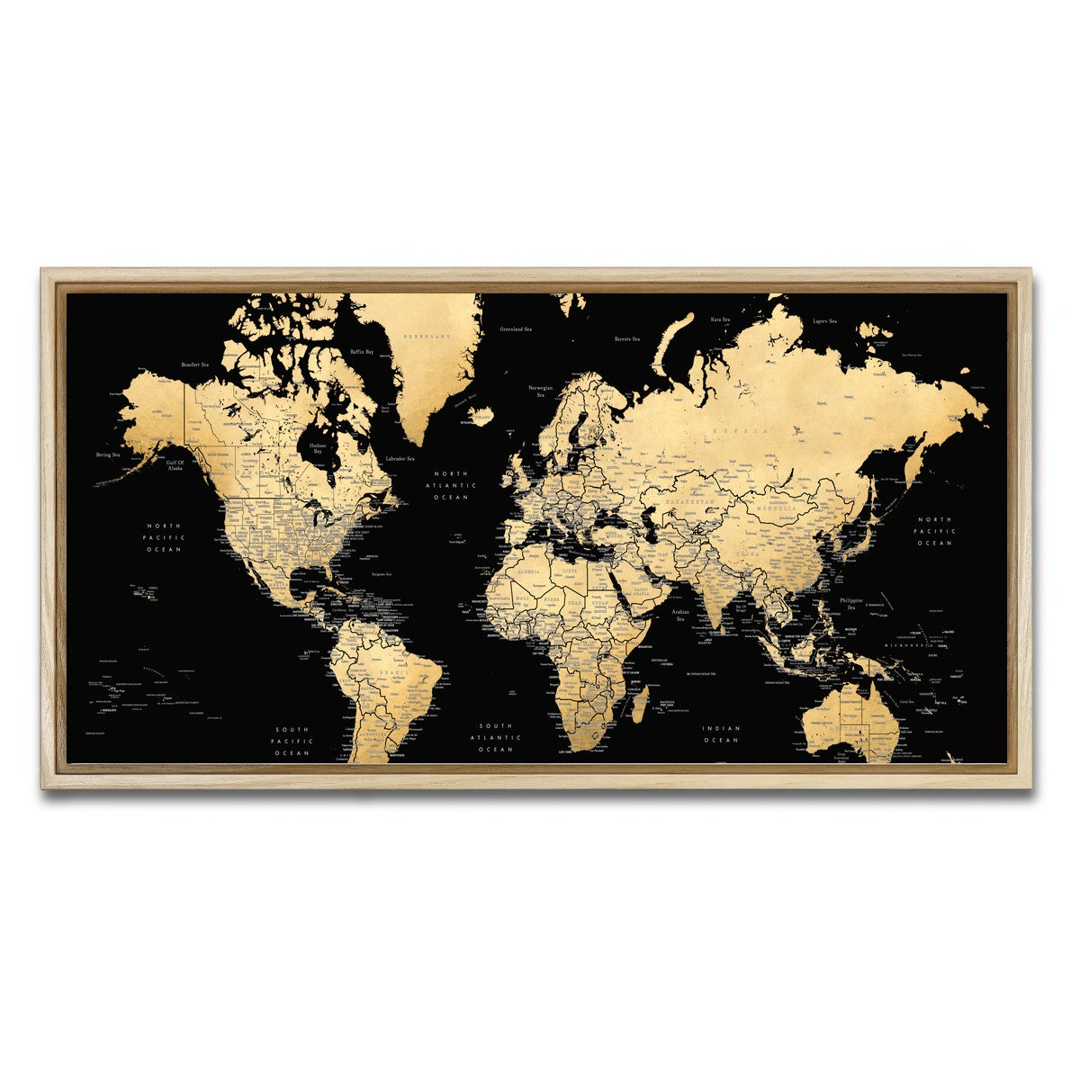 AUTO-MOCKUP WHITE | World Map 34 | 1 Piece | Natural Framed Canvas | group=2x1