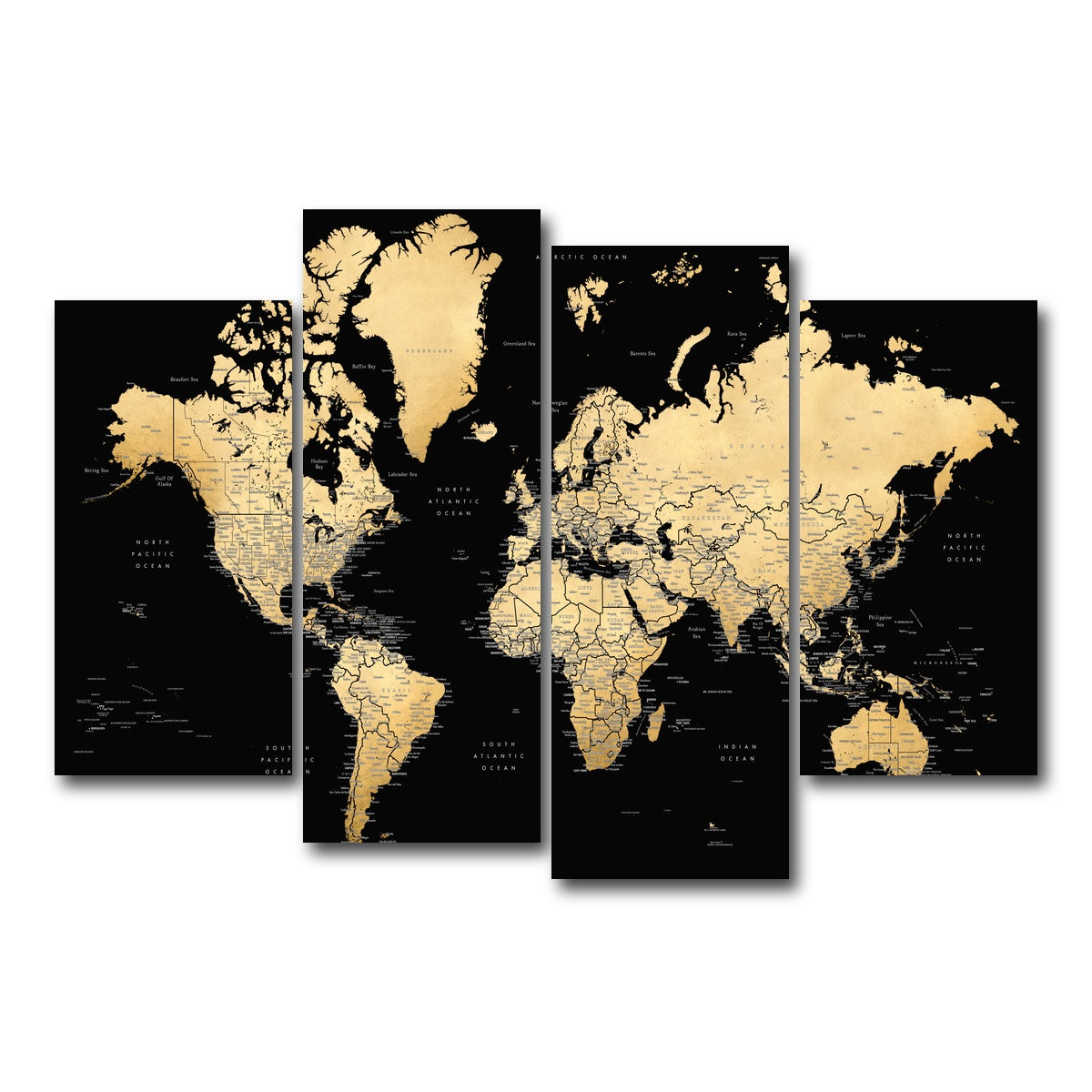 AUTO-MOCKUP WHITE | World Map 34 | 4 Piece | Gallery Wrap Canvas | group=4_short