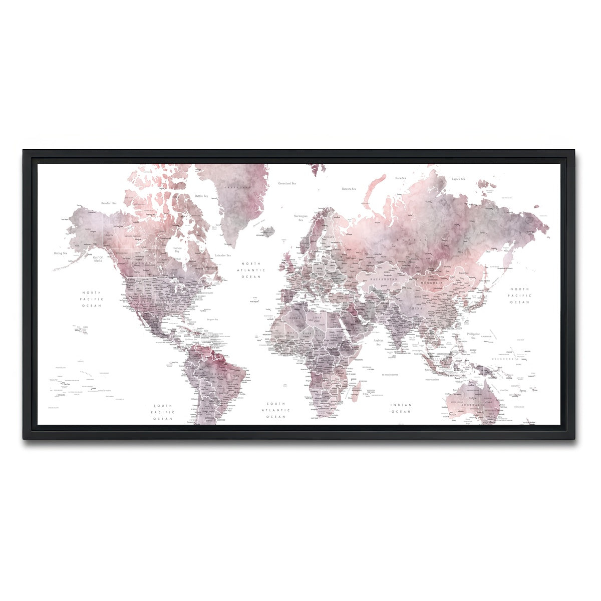 AUTO-MOCKUP WHITE | World Map 37 | 1 Piece | Black Framed Canvas | group=2x1