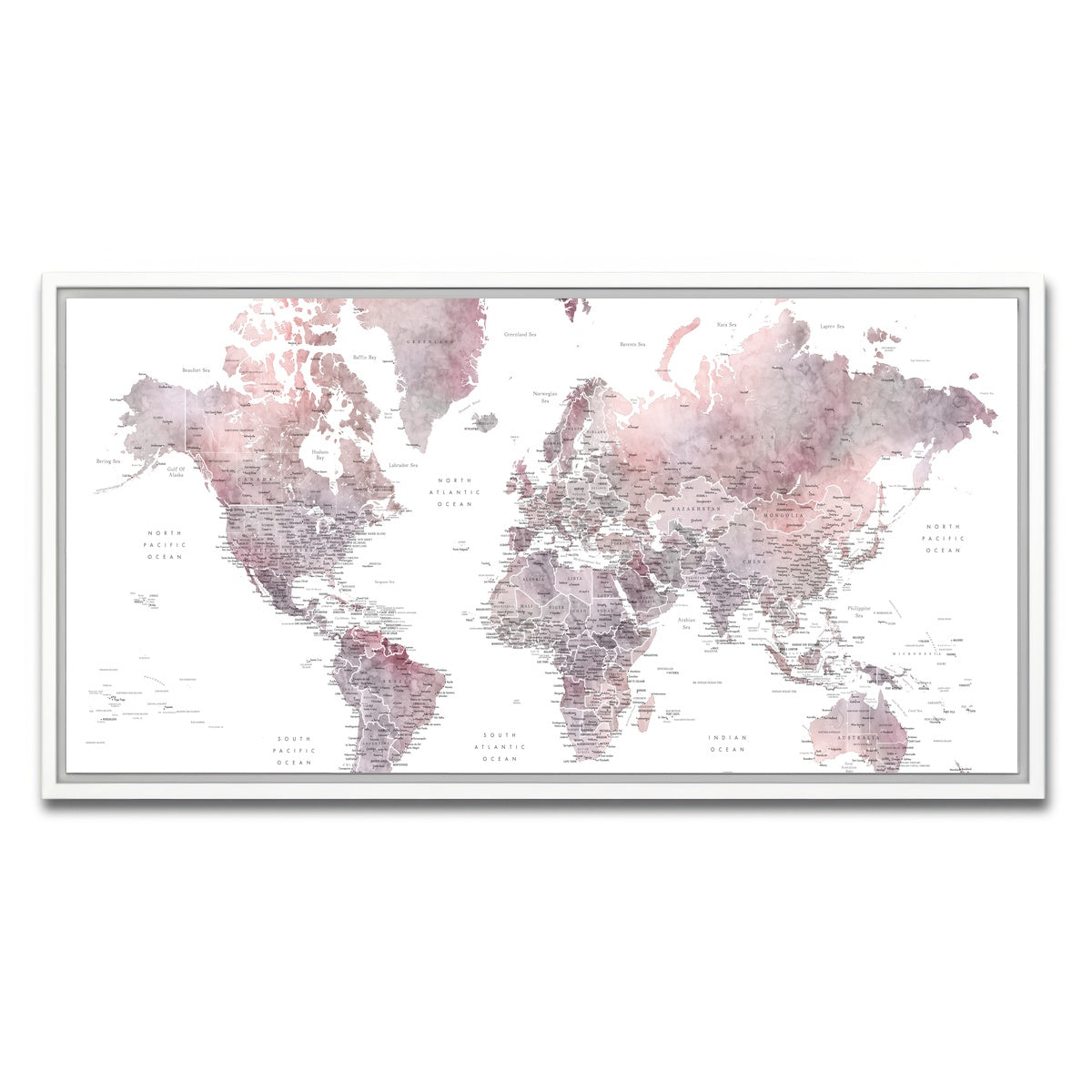 AUTO-MOCKUP WHITE | World Map 37 | 1 Piece | White Framed Canvas | group=2x1